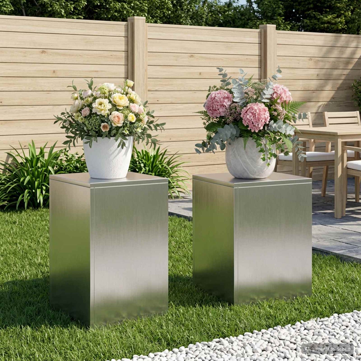 vidaXL Plant Stand 2 pcs Silver 30 x 30 x 40 cm Steel