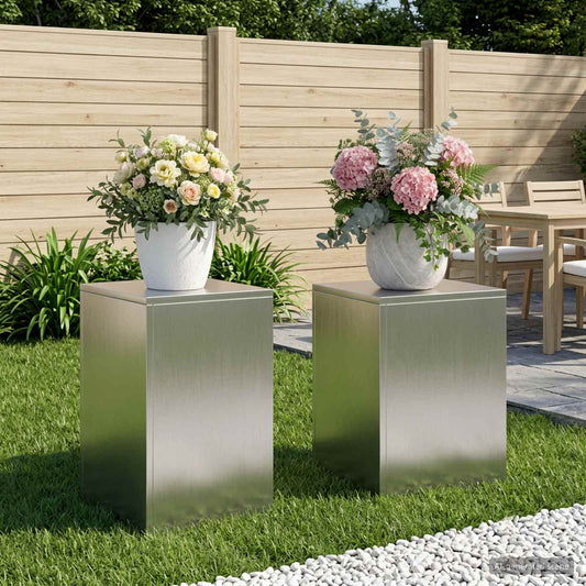 vidaXL Plant Stand 2 pcs Silver 30 x 30 x 40 cm Steel