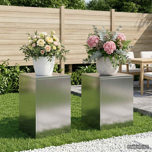 vidaXL Plant Stand 2 pcs Silver 30 x 30 x 40 cm Stainless Steel