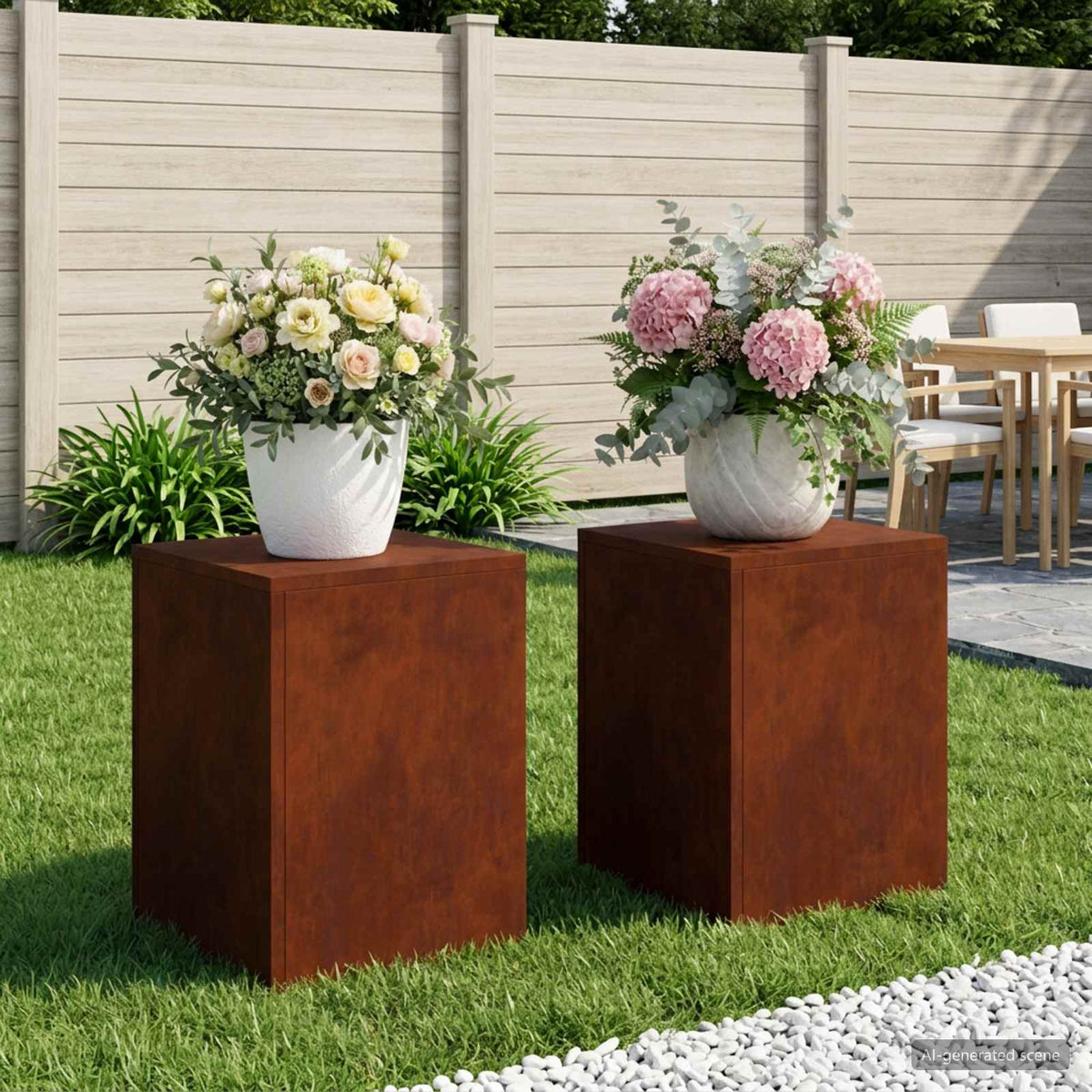 vidaXL Plant Stand 2 pcs Rusty 30 x 30 x 40 cm Weathering Steel