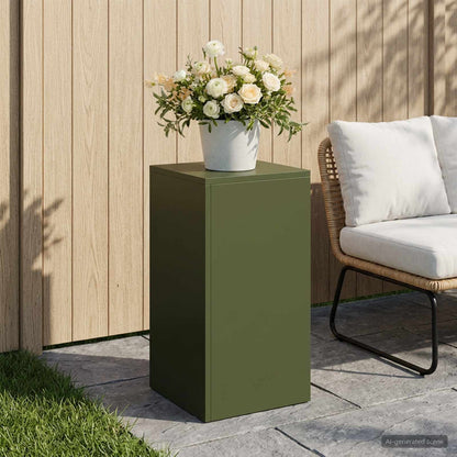vidaXL Plant Stand Olive Green 30 x 30 x 60 cm Weathering Steel