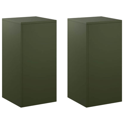vidaXL Plant Stand 2 pcs Olive Green 30 x 30 x 60 cm Steel