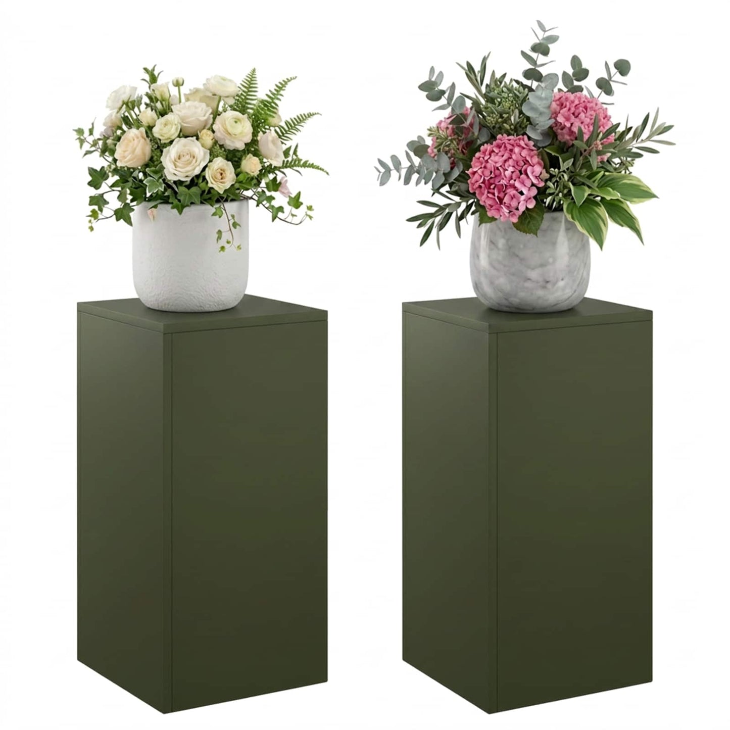 vidaXL Plant Stand 2 pcs Olive Green 30 x 30 x 60 cm Steel