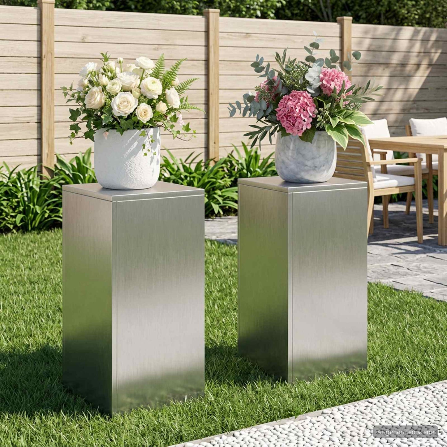 vidaXL Plant Stand 2 pcs Silver 30 x 30 x 60 cm Steel