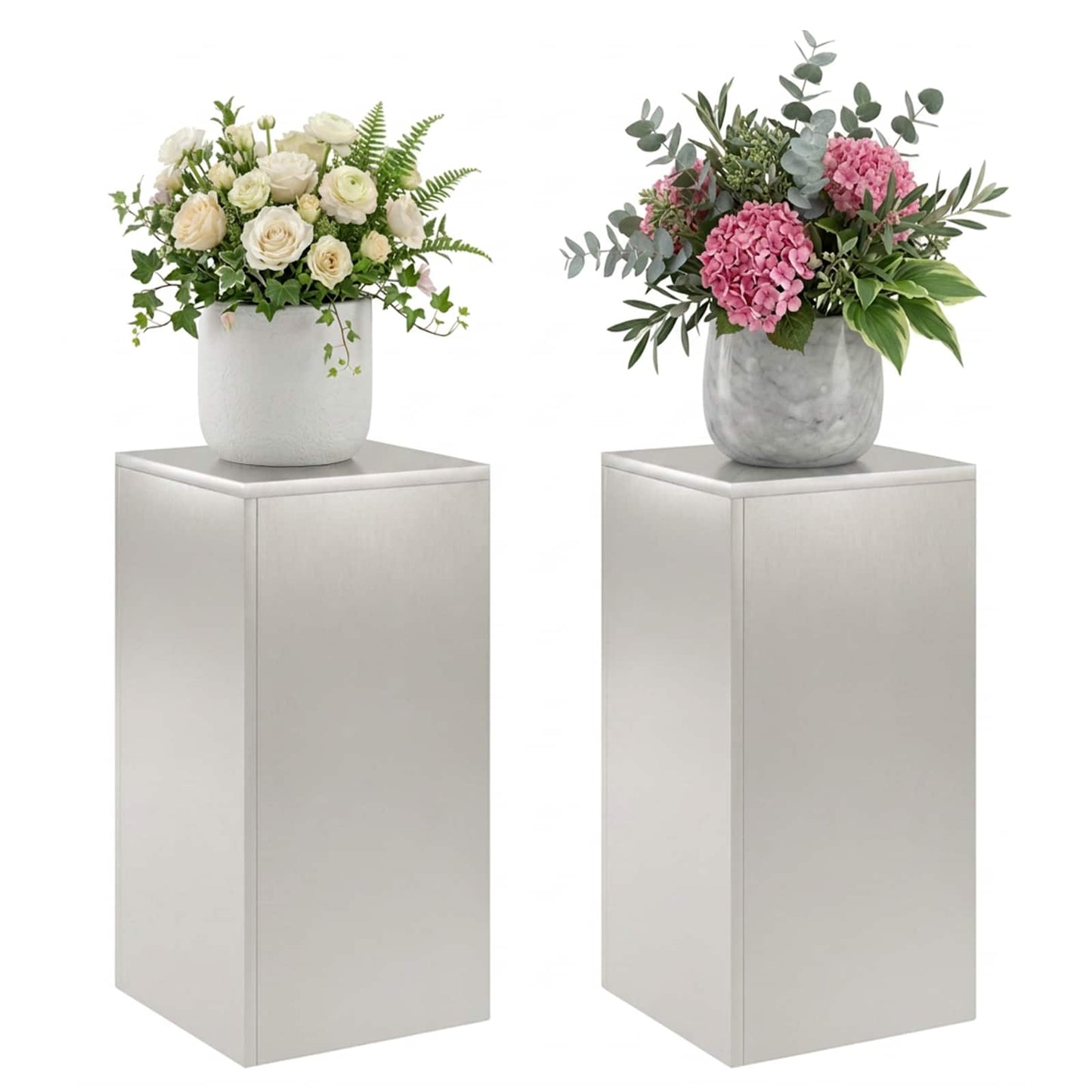 vidaXL Plant Stand 2 pcs Silver 30 x 30 x 60 cm Steel