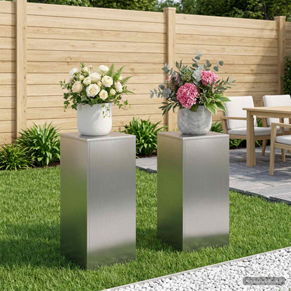 vidaXL Plant Stand 2 pcs Silver 30 x 30 x 60 cm Stainless Steel