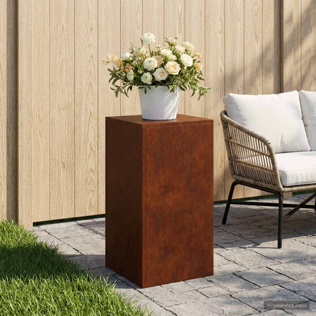 vidaXL Plant Stand Rusty 30 x 30 x 60 cm Weathering Steel