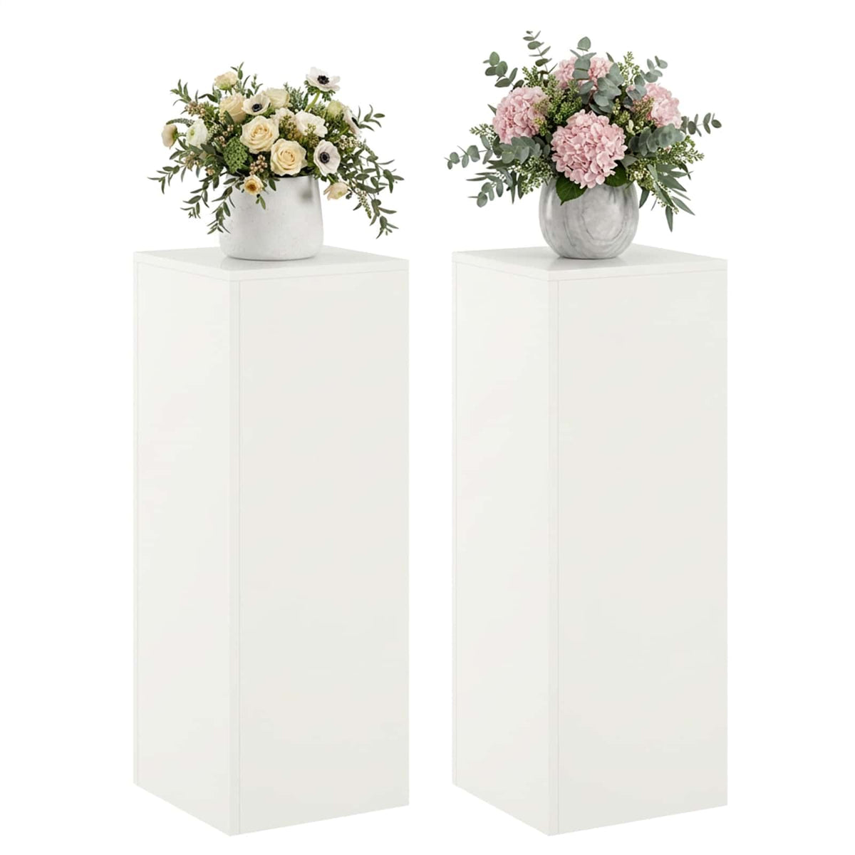 vidaXL Plant Stand 2 pcs White 30 x 30 x 80 cm Steel