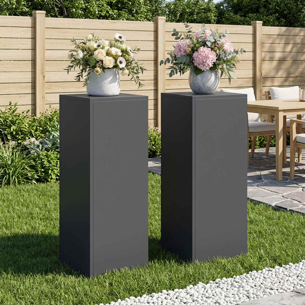 vidaXL Plant Stand 2 pcs Anthracite 30 x 30 x 80 cm Galvanised Steel