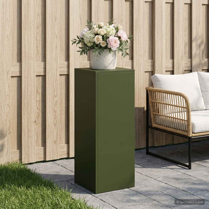 vidaXL Plant Stand Olive Green 30 x 30 x 80 cm Weathering Steel
