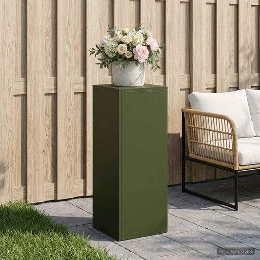 vidaXL Plant Stand Olive Green 30 x 30 x 80 cm Weathering Steel