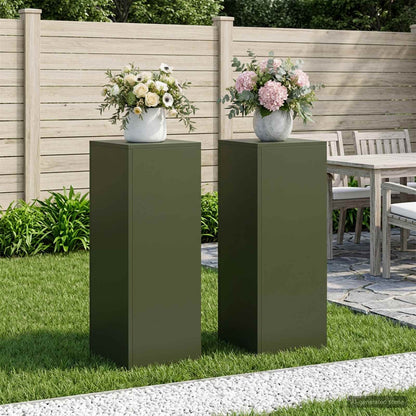 vidaXL Plant Stand 2 pcs Olive Green 30 x 30 x 80 cm Steel
