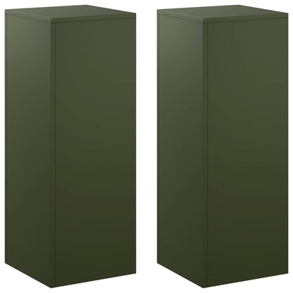 vidaXL Plant Stand 2 pcs Olive Green 30 x 30 x 80 cm Steel
