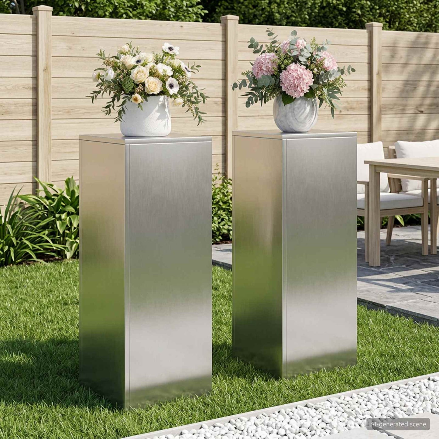 vidaXL Plant Stand 2 pcs Silver 30 x 30 x 80 cm Steel