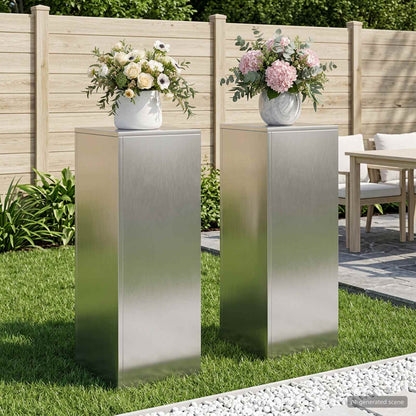 vidaXL Plant Stand 2 pcs Silver 30 x 30 x 80 cm Steel