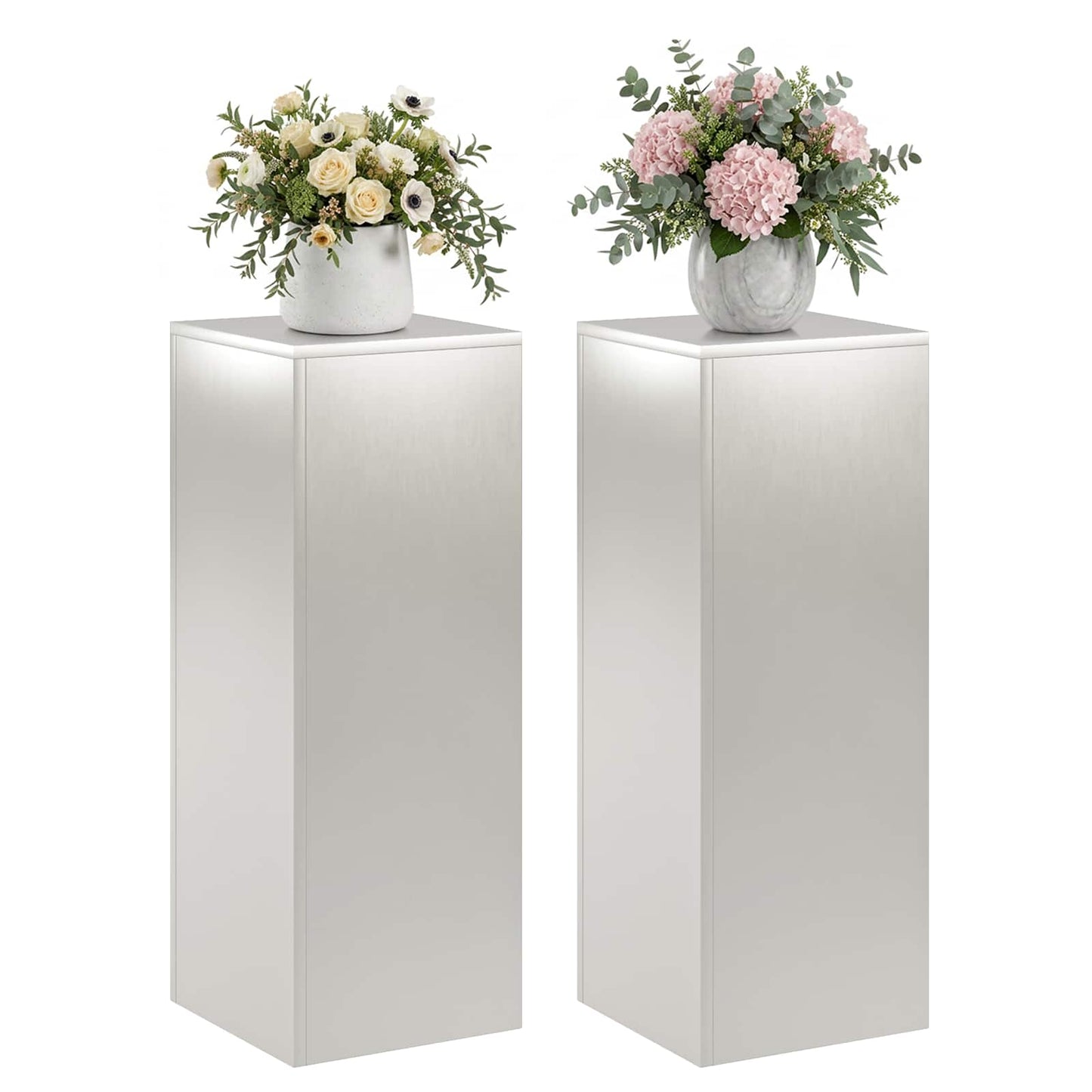vidaXL Plant Stand 2 pcs Silver 30 x 30 x 80 cm Steel