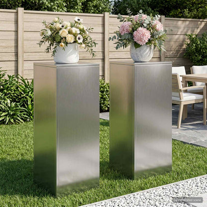 vidaXL Plant Stand 2 pcs Silver 30 x 30 x 80 cm Stainless Steel