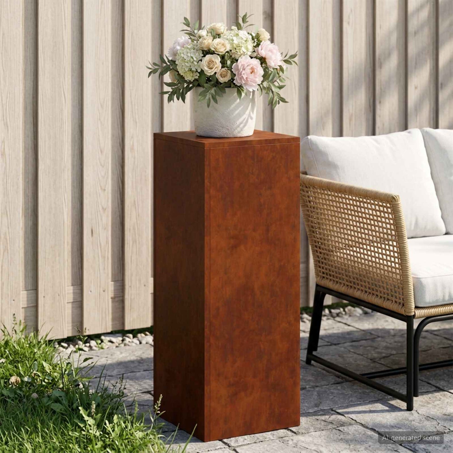 vidaXL Plant Stand Rusty 30 x 30 x 80 cm Weathering Steel