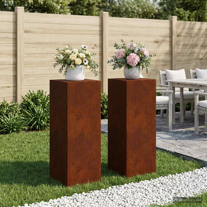 vidaXL Plant Stand 2 pcs Rusty 30 x 30 x 80 cm Weathering Steel