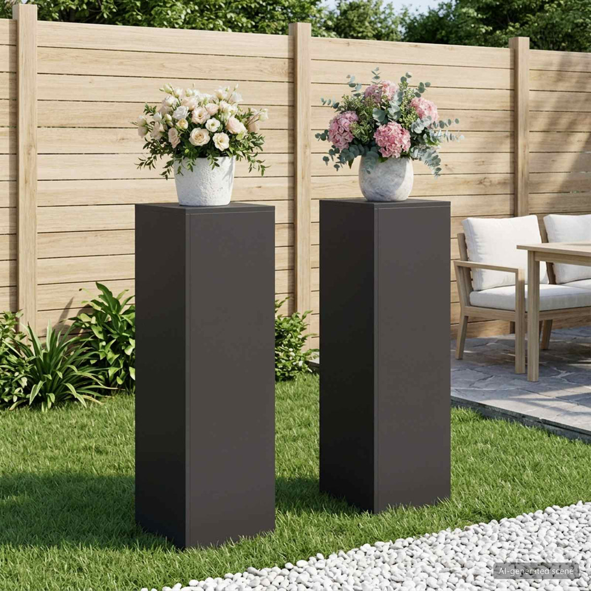 vidaXL Plant Stand 2 pcs Black 30 x 30 x 100 cm Steel