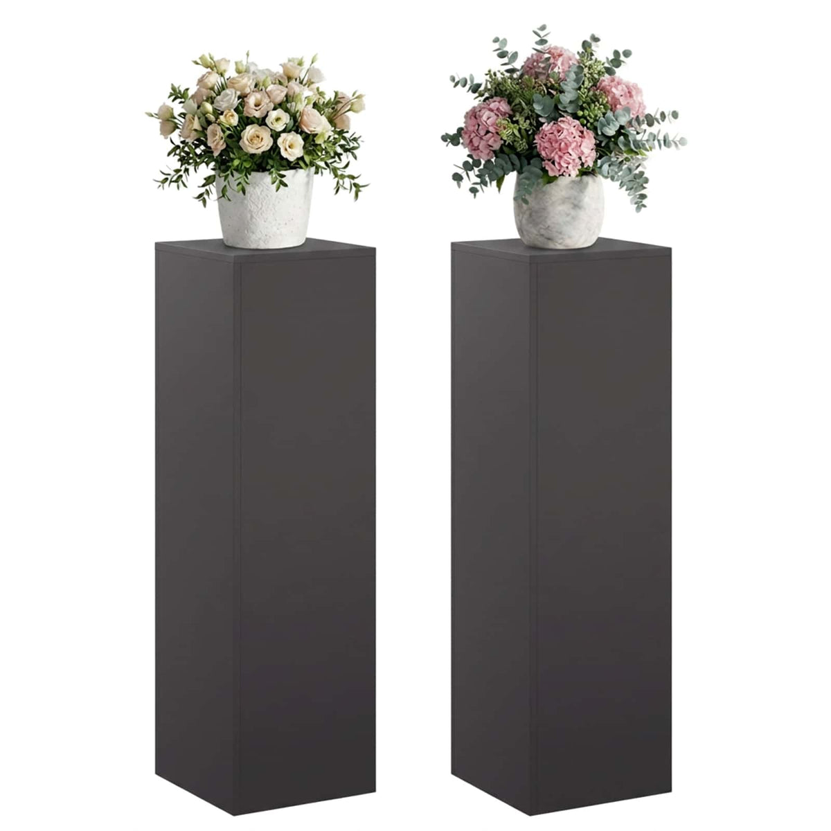 vidaXL Plant Stand 2 pcs Black 30 x 30 x 100 cm Steel