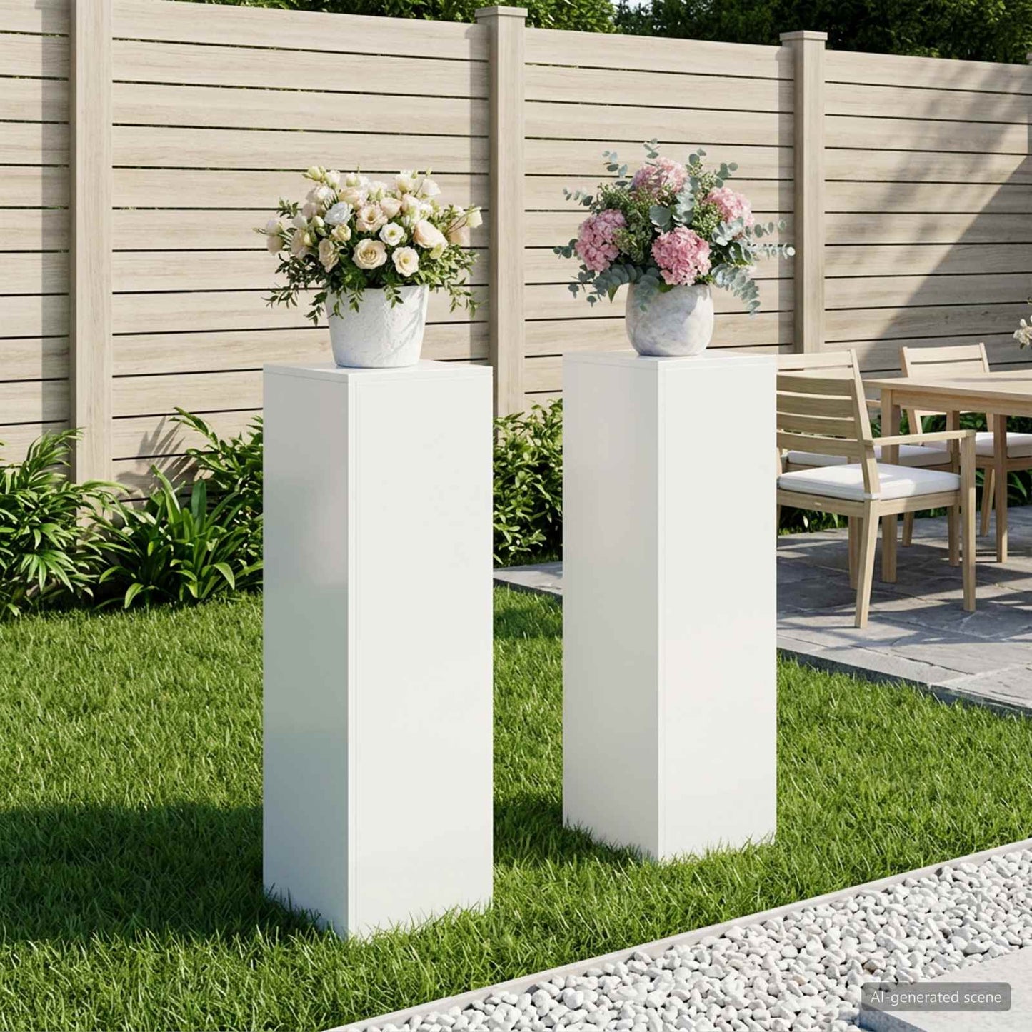 vidaXL Plant Stand 2 pcs White 30 x 30 x 100 cm Steel