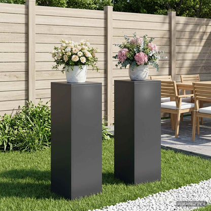 vidaXL Plant Stand 2 pcs Anthracite 30 x 30 x 100 cm Galvanised Steel