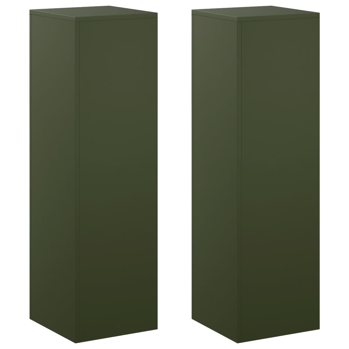 vidaXL Plant Stand 2 pcs Olive Green 30 x 30 x 100 cm Steel