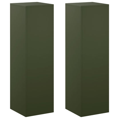 vidaXL Plant Stand 2 pcs Olive Green 30 x 30 x 100 cm Steel