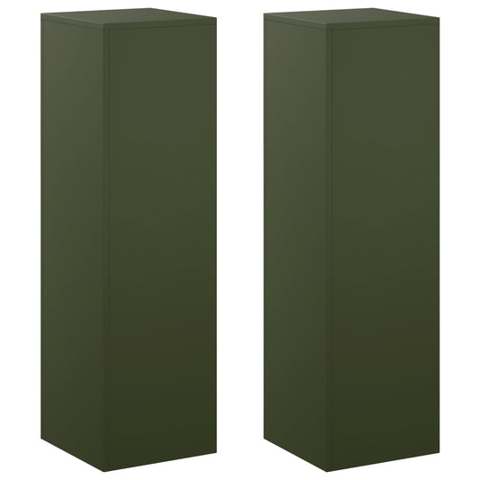 vidaXL Plant Stand 2 pcs Olive Green 30 x 30 x 100 cm Steel