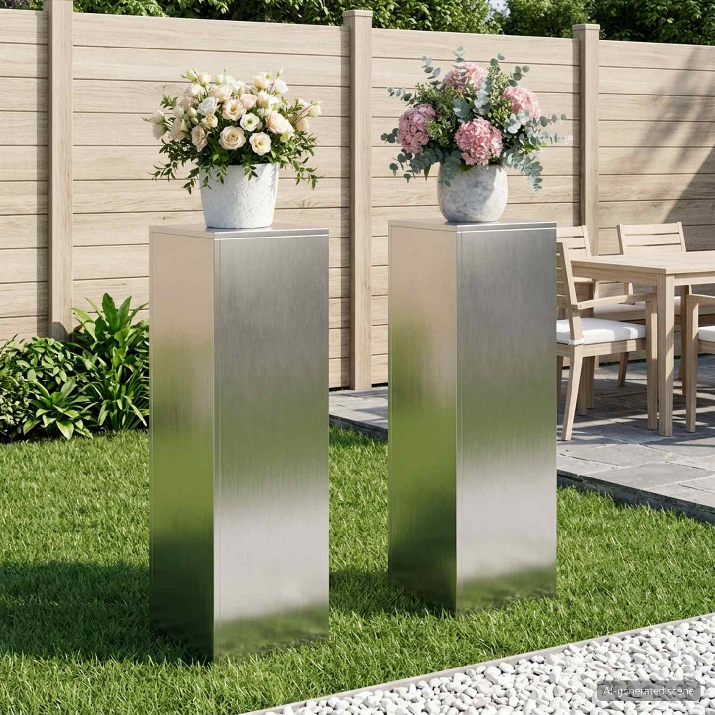 vidaXL Plant Stand 2 pcs Silver 30 x 30 x 100 cm Steel