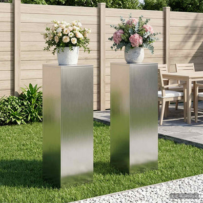 vidaXL Plant Stand 2 pcs Silver 30 x 30 x 100 cm Steel