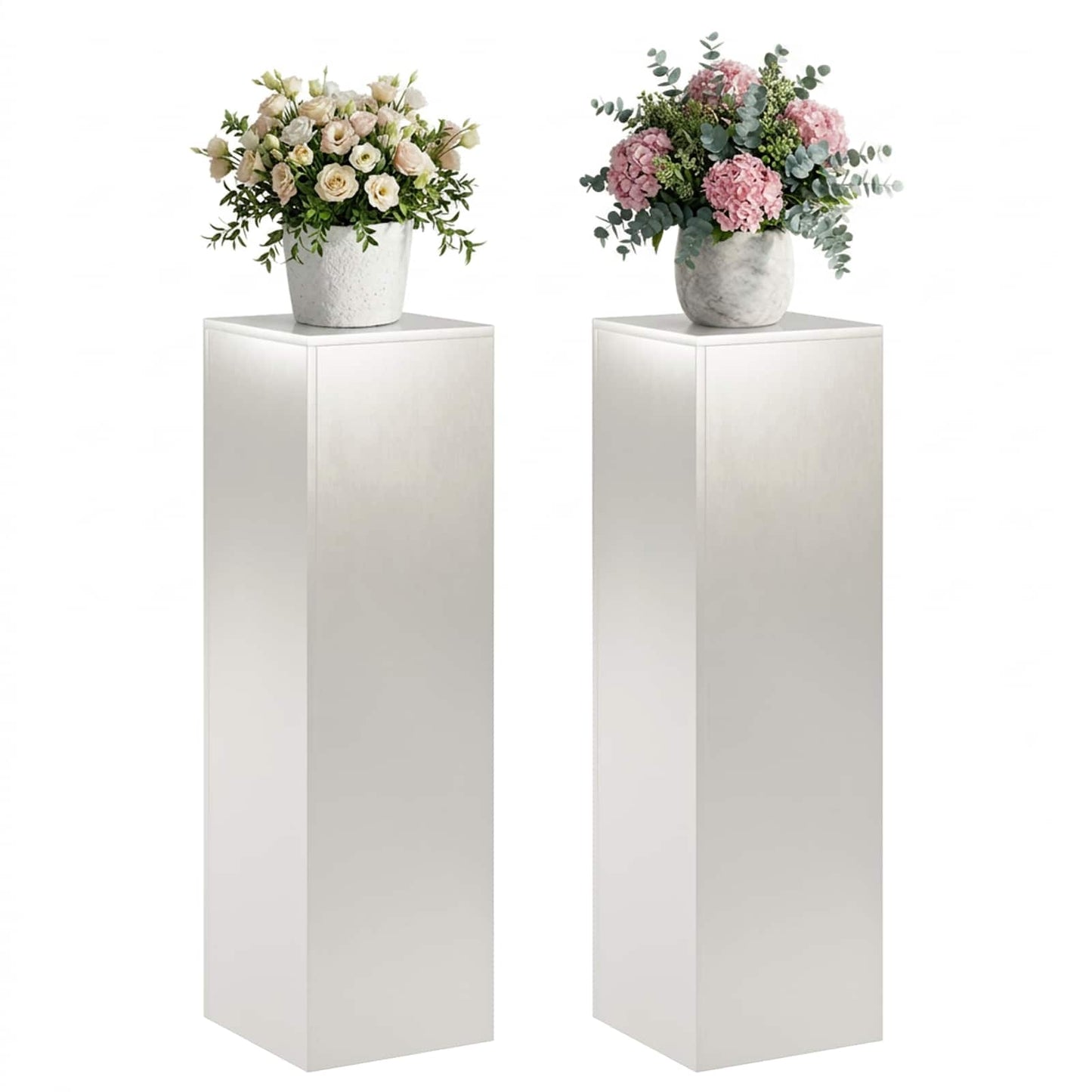 vidaXL Plant Stand 2 pcs Silver 30 x 30 x 100 cm Steel