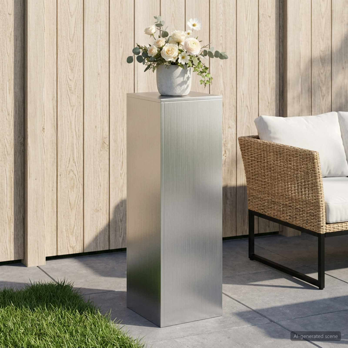 vidaXL Plant Stand Silver 30 x 30 x 100 cm Steel