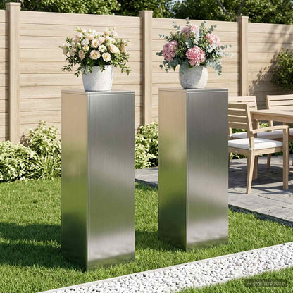 vidaXL Plant Stand 2 pcs Silver 30 x 30 x 100 cm Stainless Steel