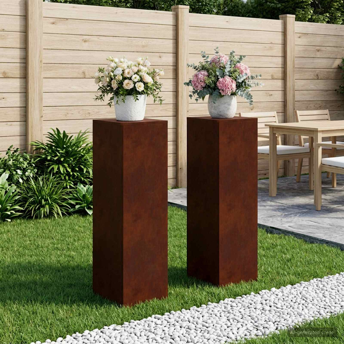 vidaXL Plant Stand 2 pcs Rusty 30 x 30 x 100 cm Weathering Steel