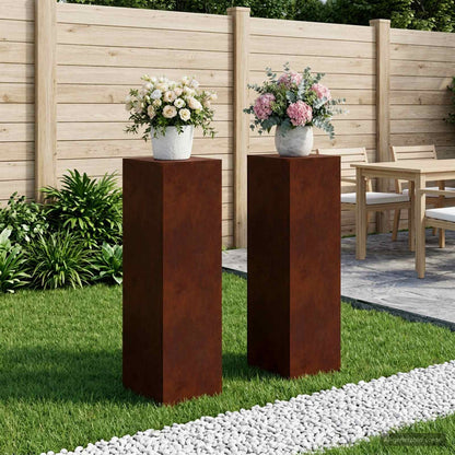 vidaXL Plant Stand 2 pcs Rusty 30 x 30 x 100 cm Weathering Steel