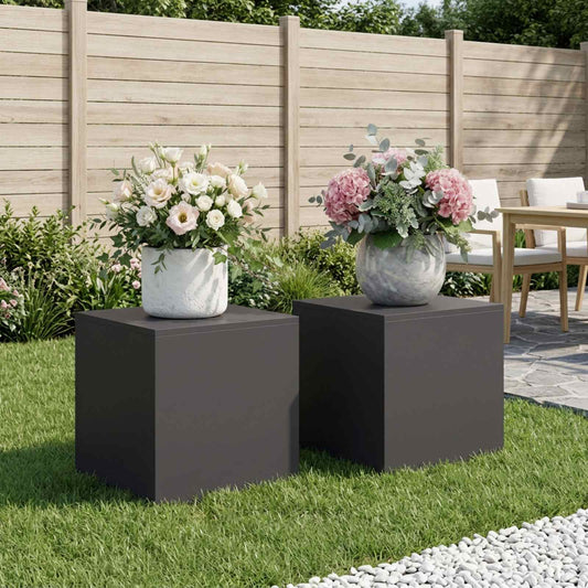 vidaXL Plant Stand 2 pcs Black 40 x 40 x 40 cm Steel