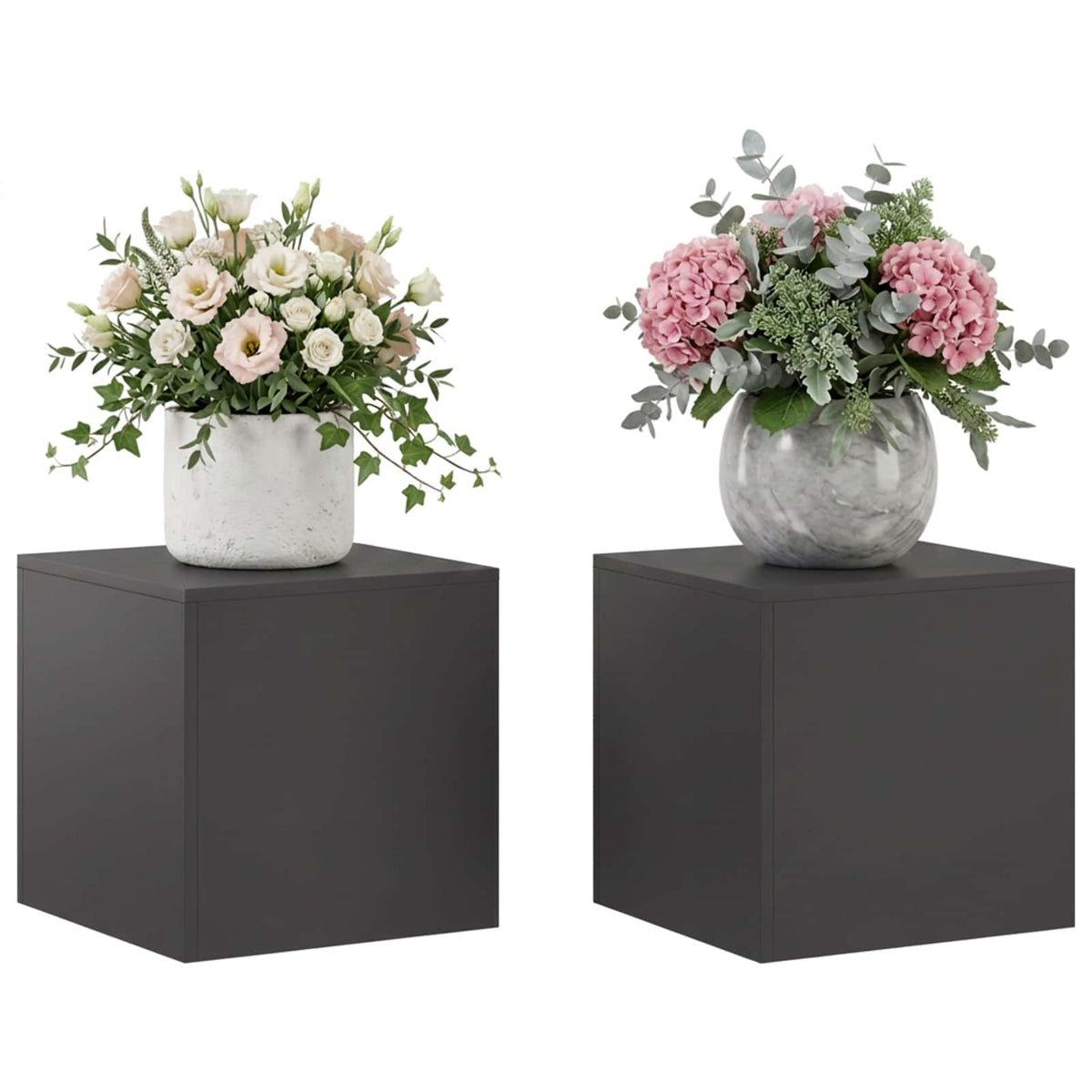 vidaXL Plant Stand 2 pcs Black 40 x 40 x 40 cm Steel