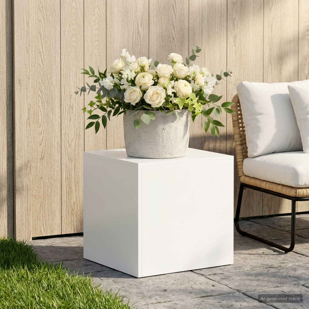 vidaXL Plant Stand White 40 x 40 x 40 cm Steel