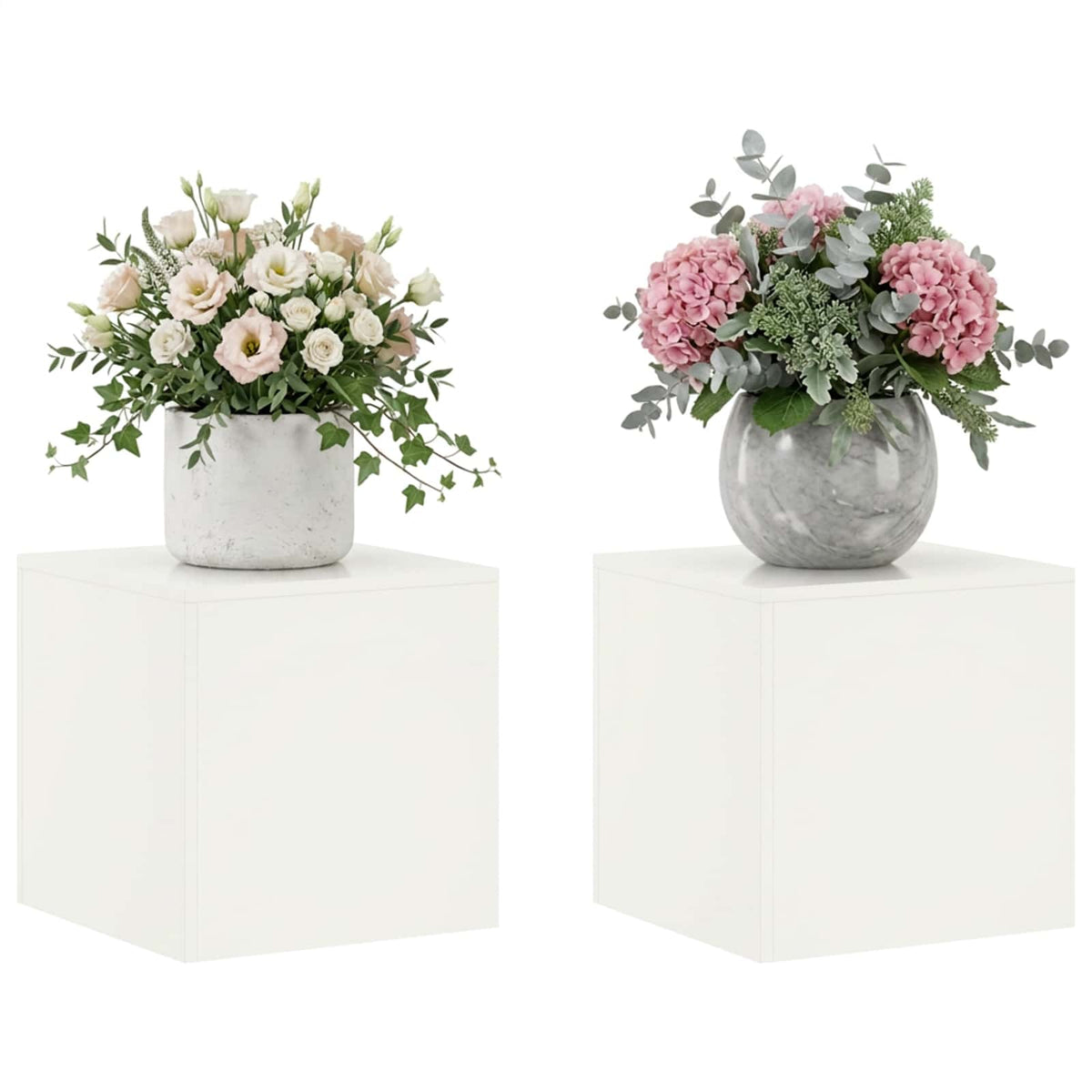 vidaXL Plant Stand 2 pcs White 40 x 40 x 40 cm Steel