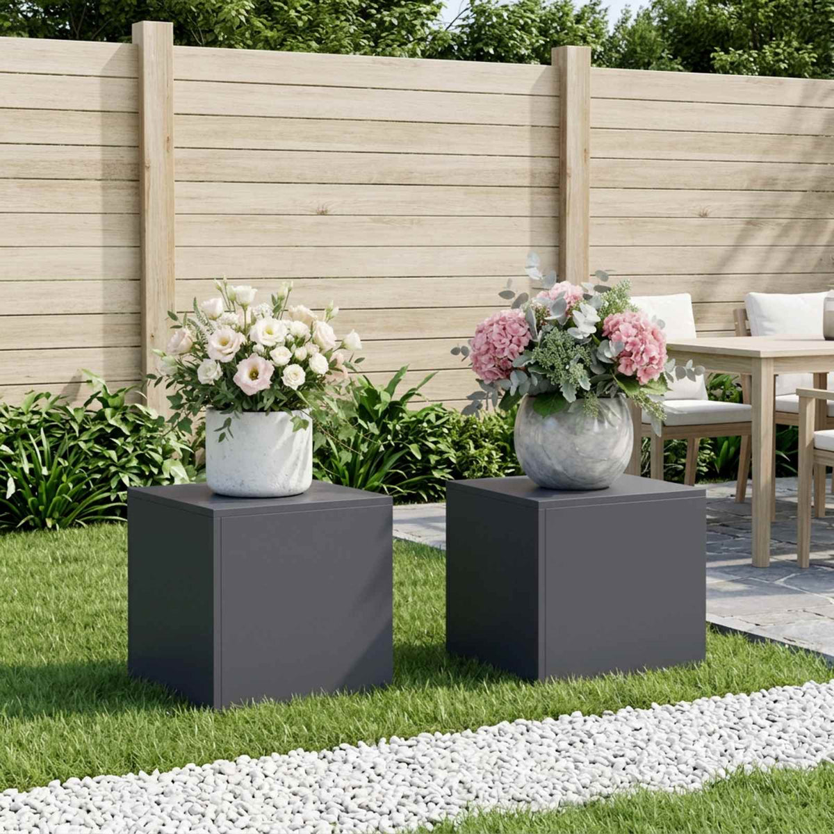 vidaXL Plant Stand 2 pcs Anthracite 40 x 40 x 40 cm Galvanised Steel