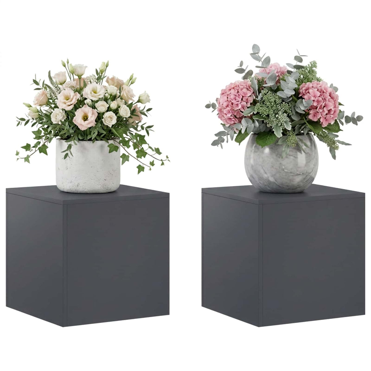 vidaXL Plant Stand 2 pcs Anthracite 40 x 40 x 40 cm Galvanised Steel