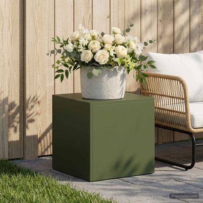 vidaXL Plant Stand Olive Green 40 x 40 x 40 cm Weathering Steel