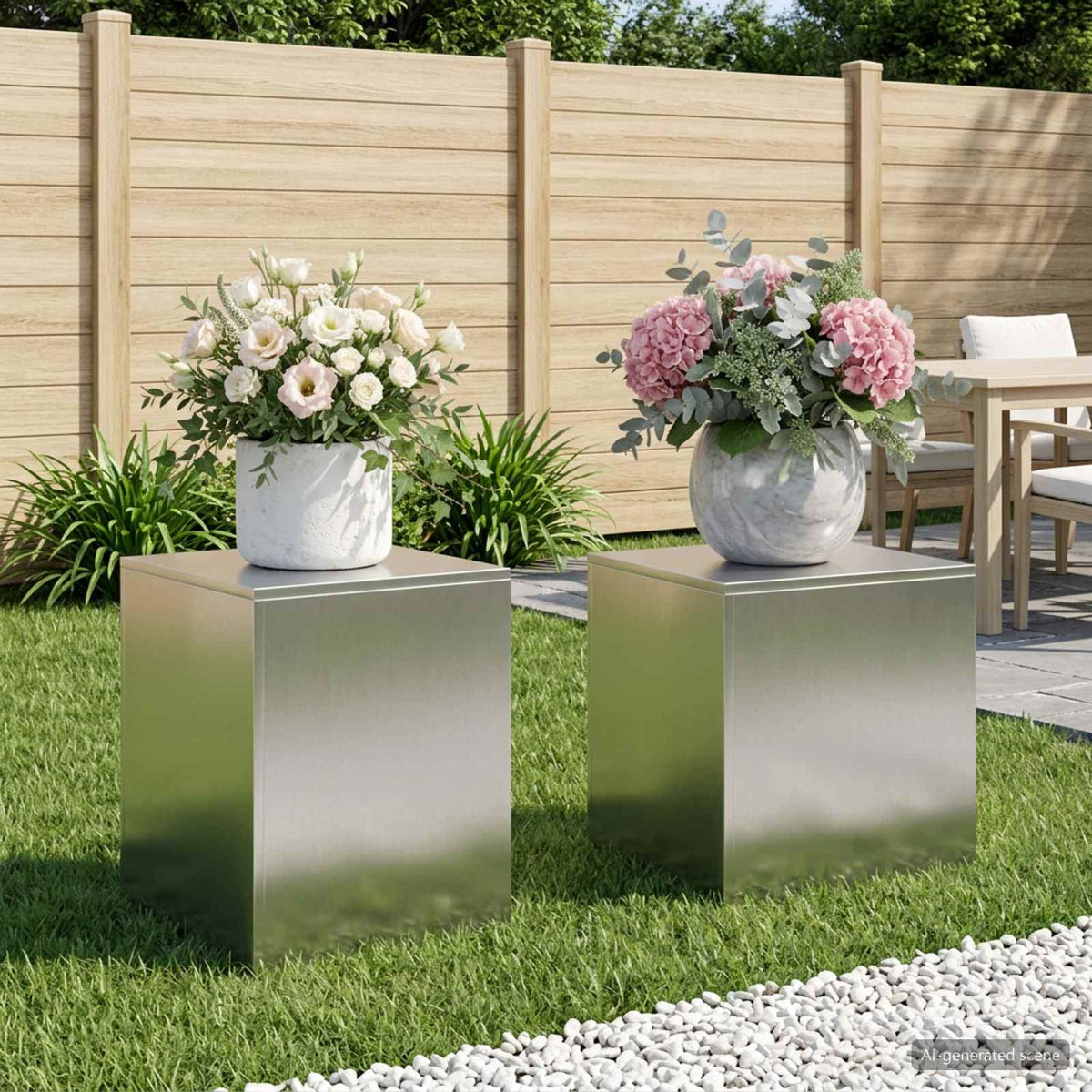 vidaXL Plant Stand 2 pcs Silver 40 x 40 x 40 cm Steel