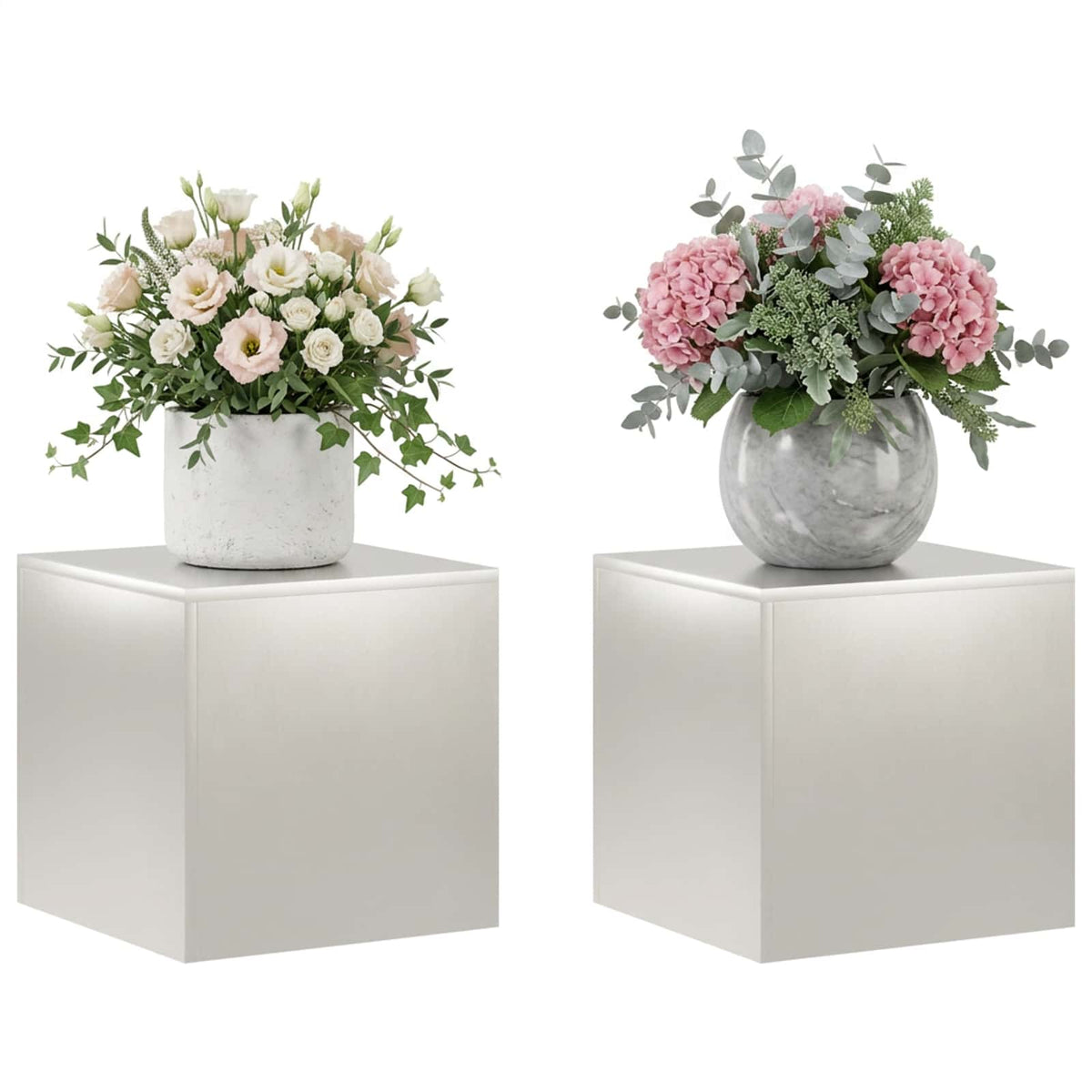 vidaXL Plant Stand 2 pcs Silver 40 x 40 x 40 cm Steel