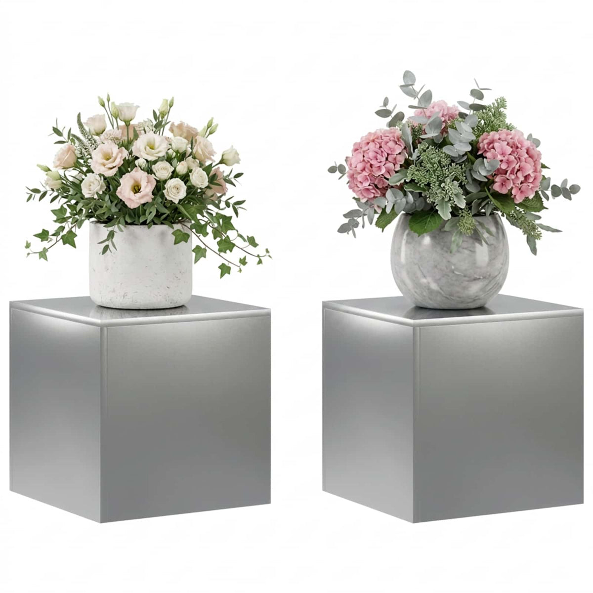 vidaXL Plant Stand 2 pcs Silver 40 x 40 x 40 cm Stainless Steel