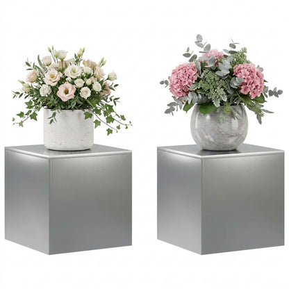 vidaXL Plant Stand 2 pcs Silver 40 x 40 x 40 cm Stainless Steel