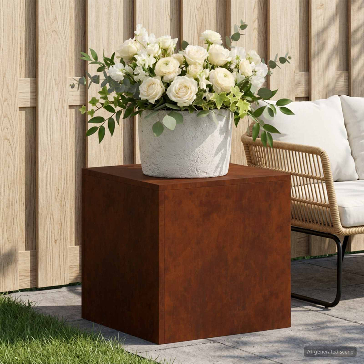 vidaXL Plant Stand Rusty 40 x 40 x 40 cm Weathering Steel