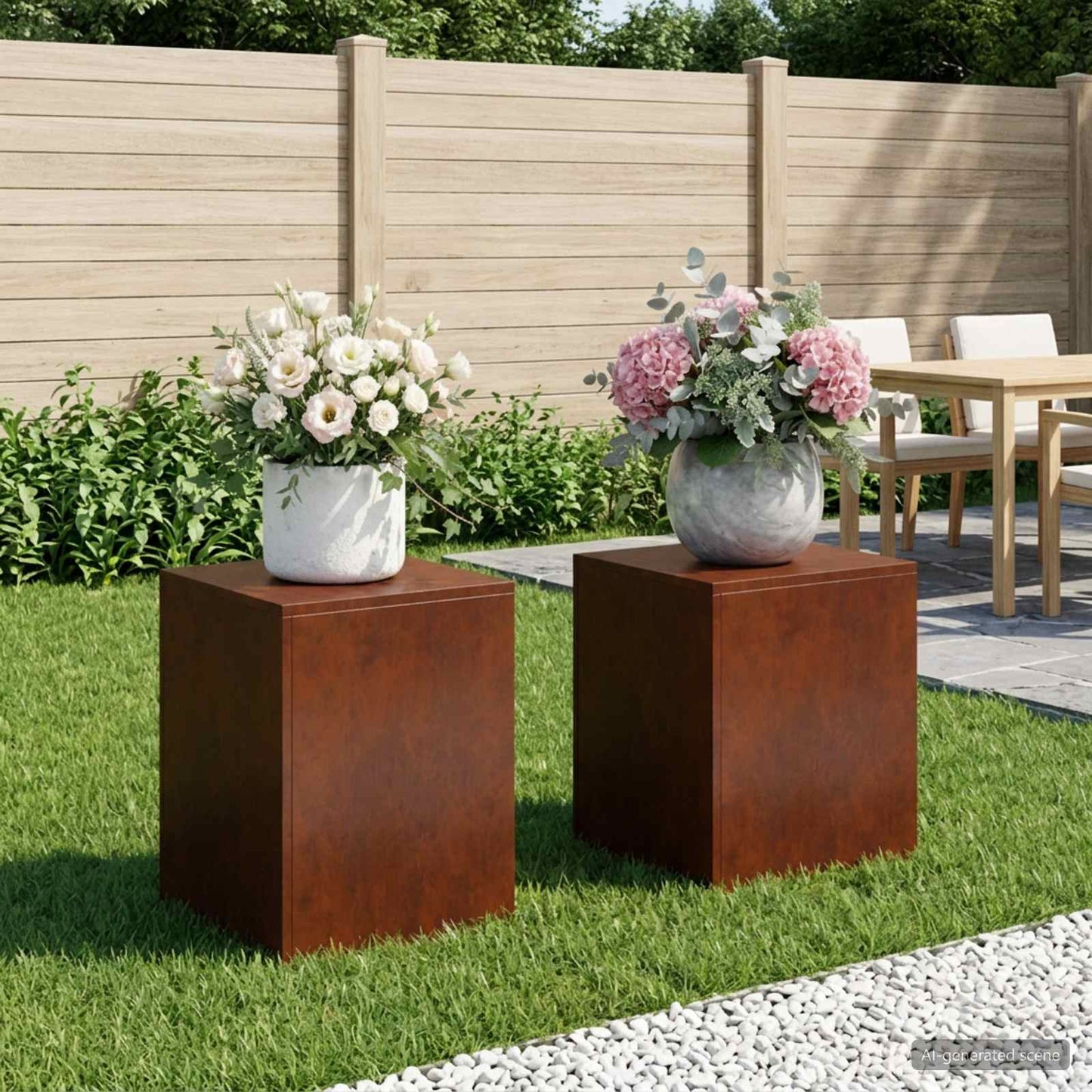 vidaXL Plant Stand 2 pcs Rusty 40 x 40 x 40 cm Weathering Steel